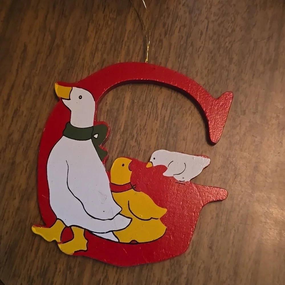Geese vintage Wooden christmas ornament
